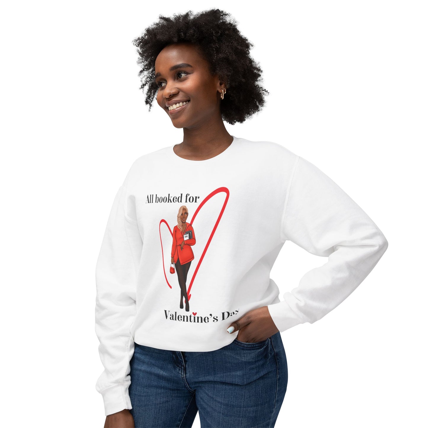 All Booked for Valentine's Day Unisex Lightweight Crewneck Sweatshirt
