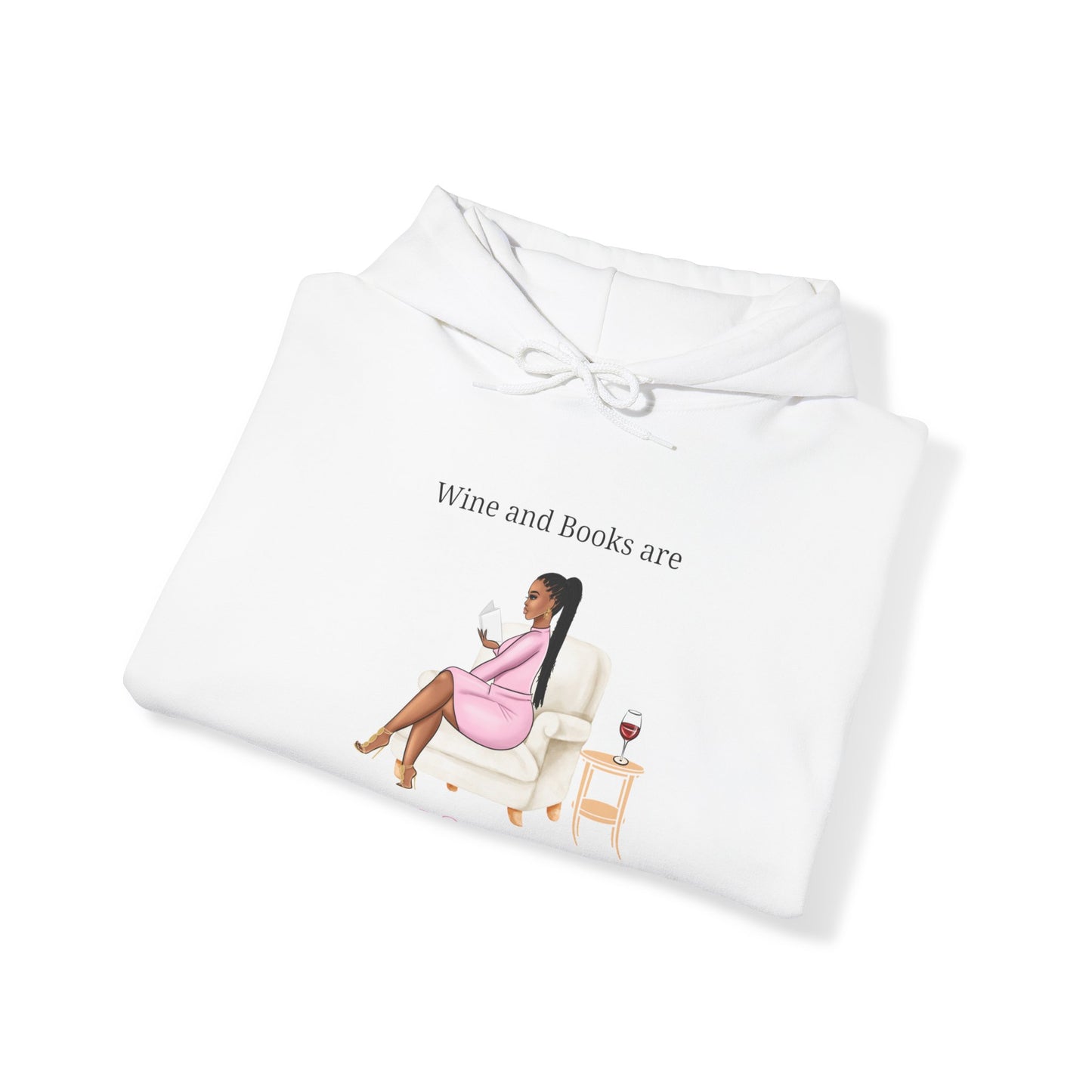 Wine and Books are My Valentine Unisex Heavy Blend™ Hooded Sweatshirt