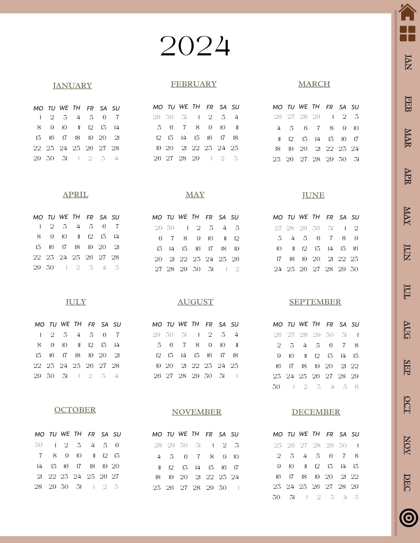2024 Undated Digital Planner