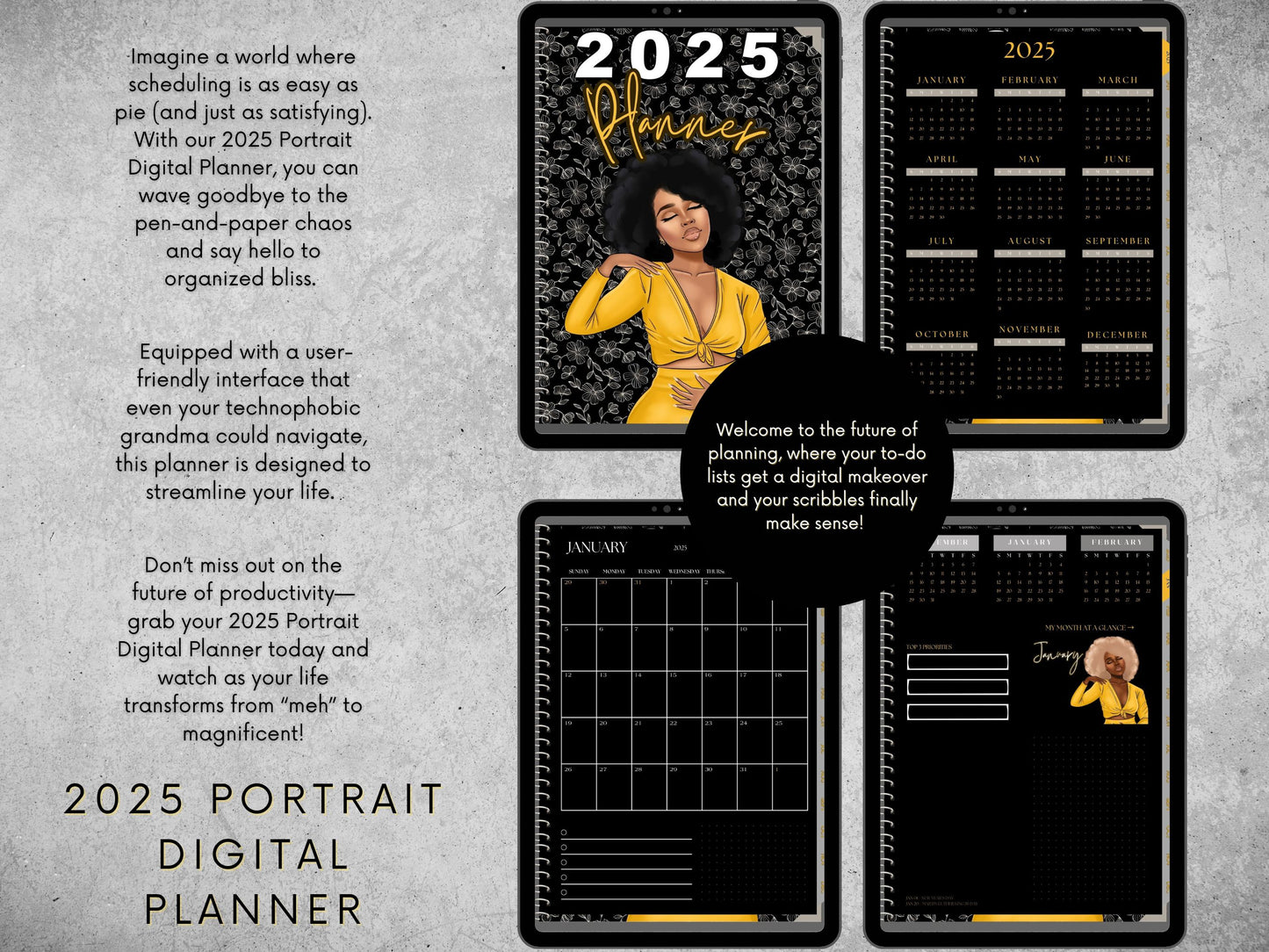 2025 Portrait Digital Planner