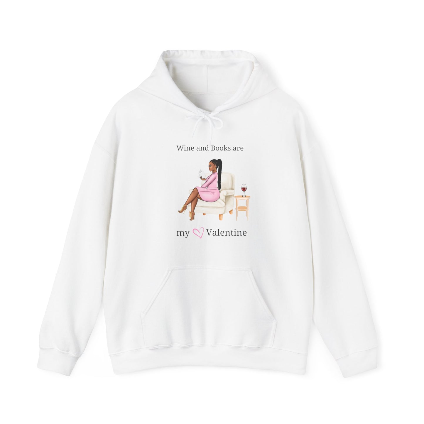 Wine and Books are My Valentine Unisex Heavy Blend™ Hooded Sweatshirt