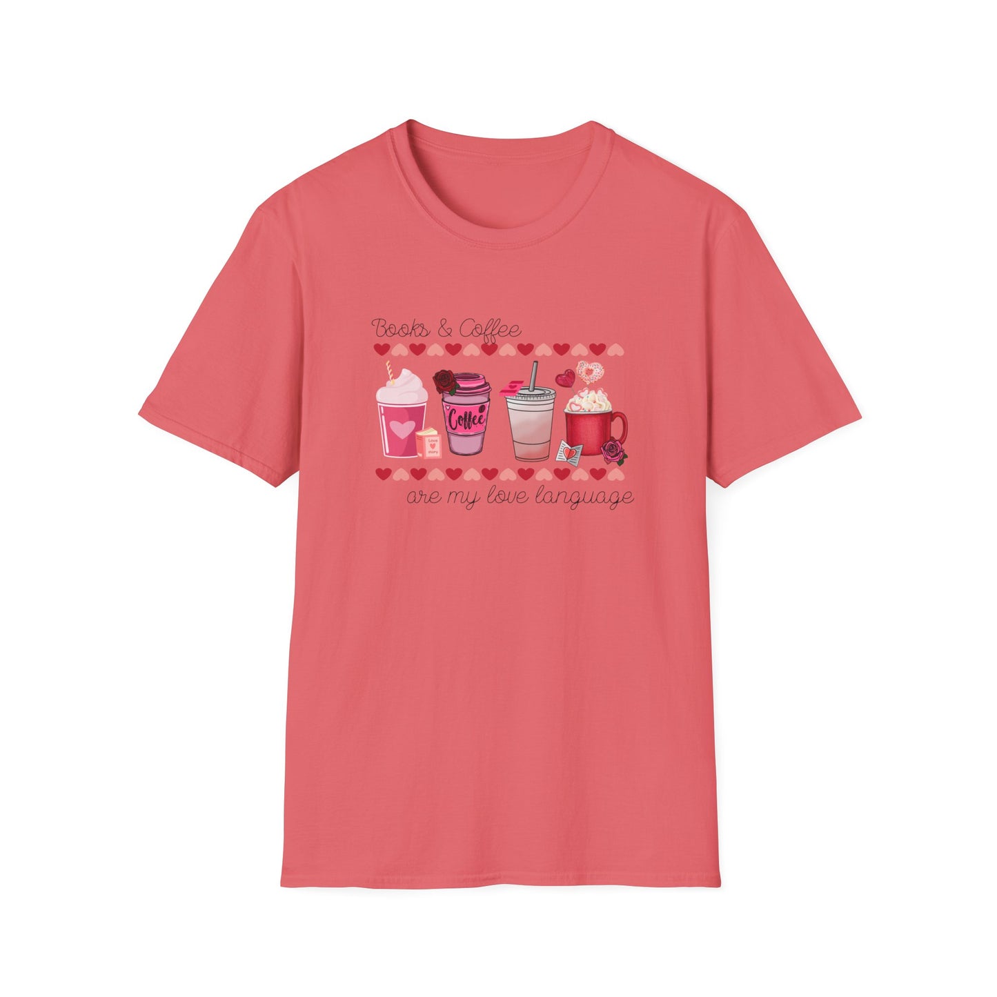 Books & Coffee are My Love Language Unisex Softstyle T-Shirt