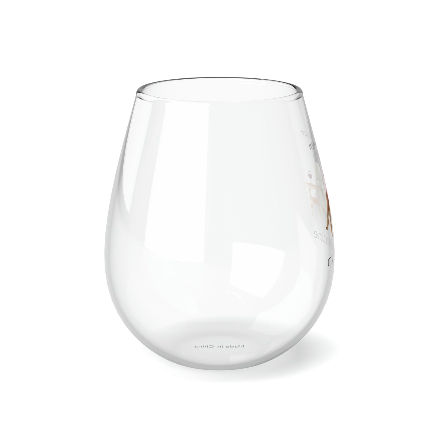 Wine and Books are My Valentine Stemless Wine Glass, 11.75oz