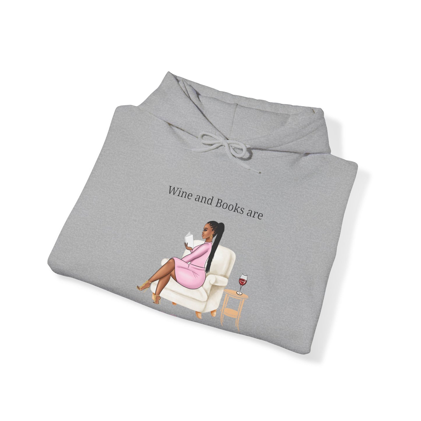 Wine and Books are My Valentine Unisex Heavy Blend™ Hooded Sweatshirt