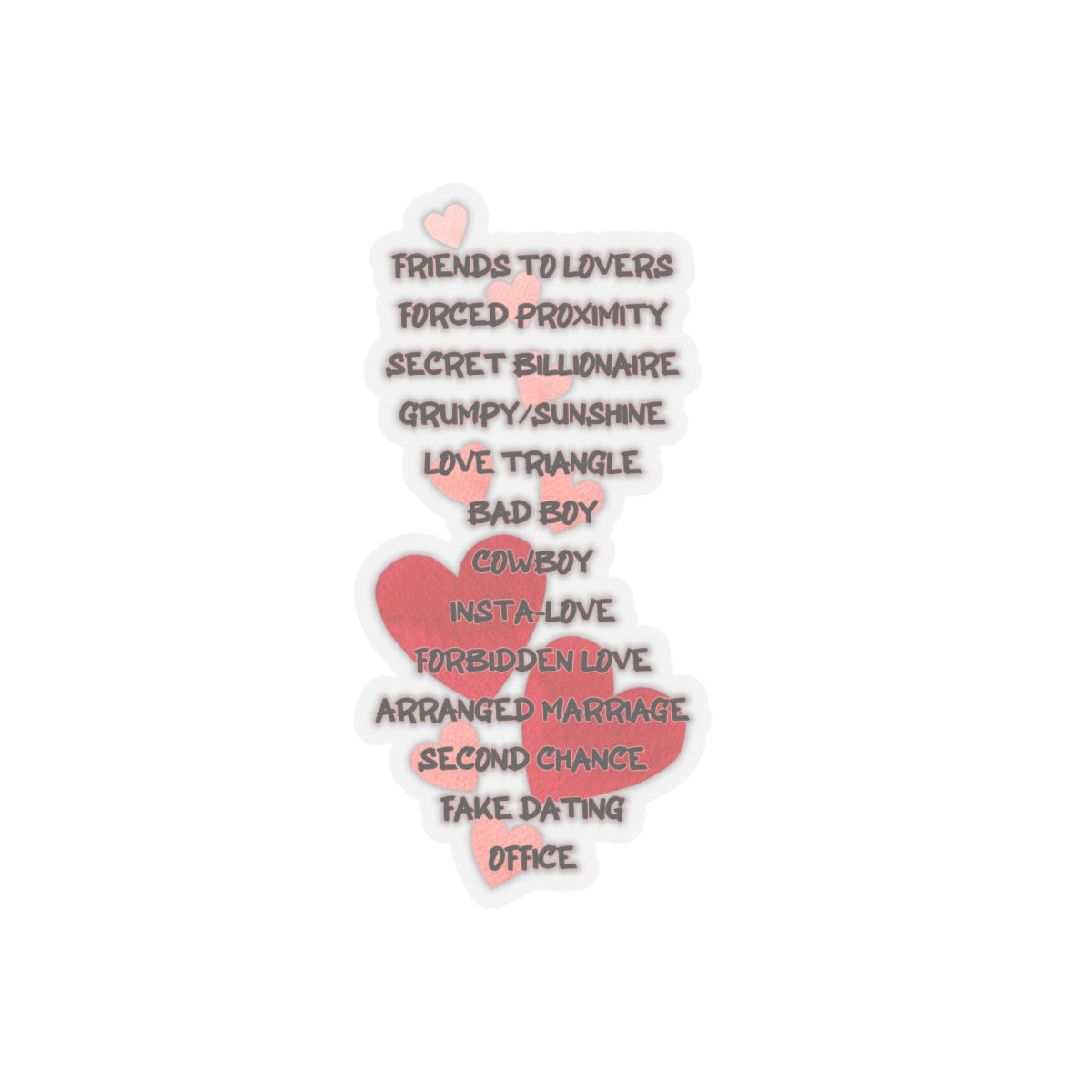 Romance Tropes Kiss-Cut Sticker