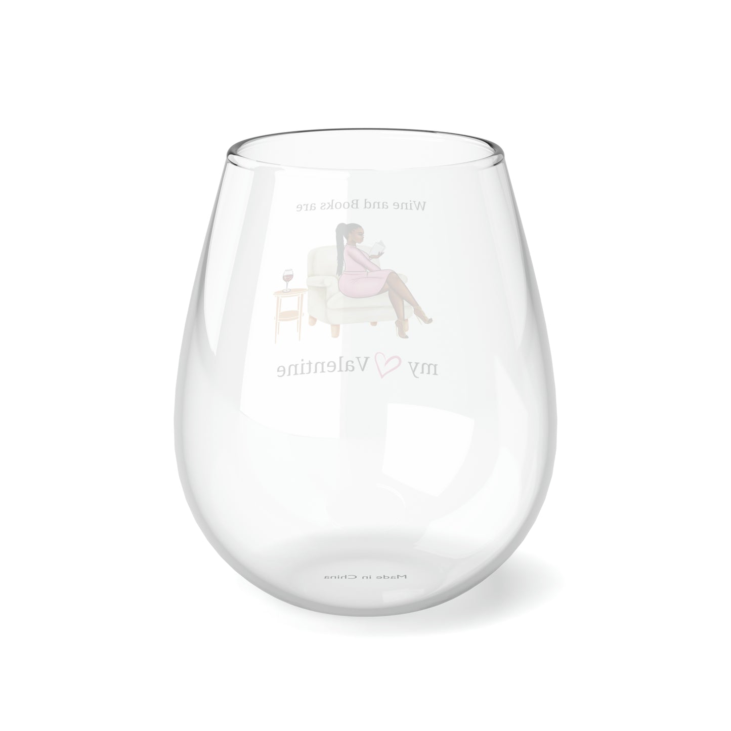 Wine and Books are My Valentine Stemless Wine Glass, 11.75oz