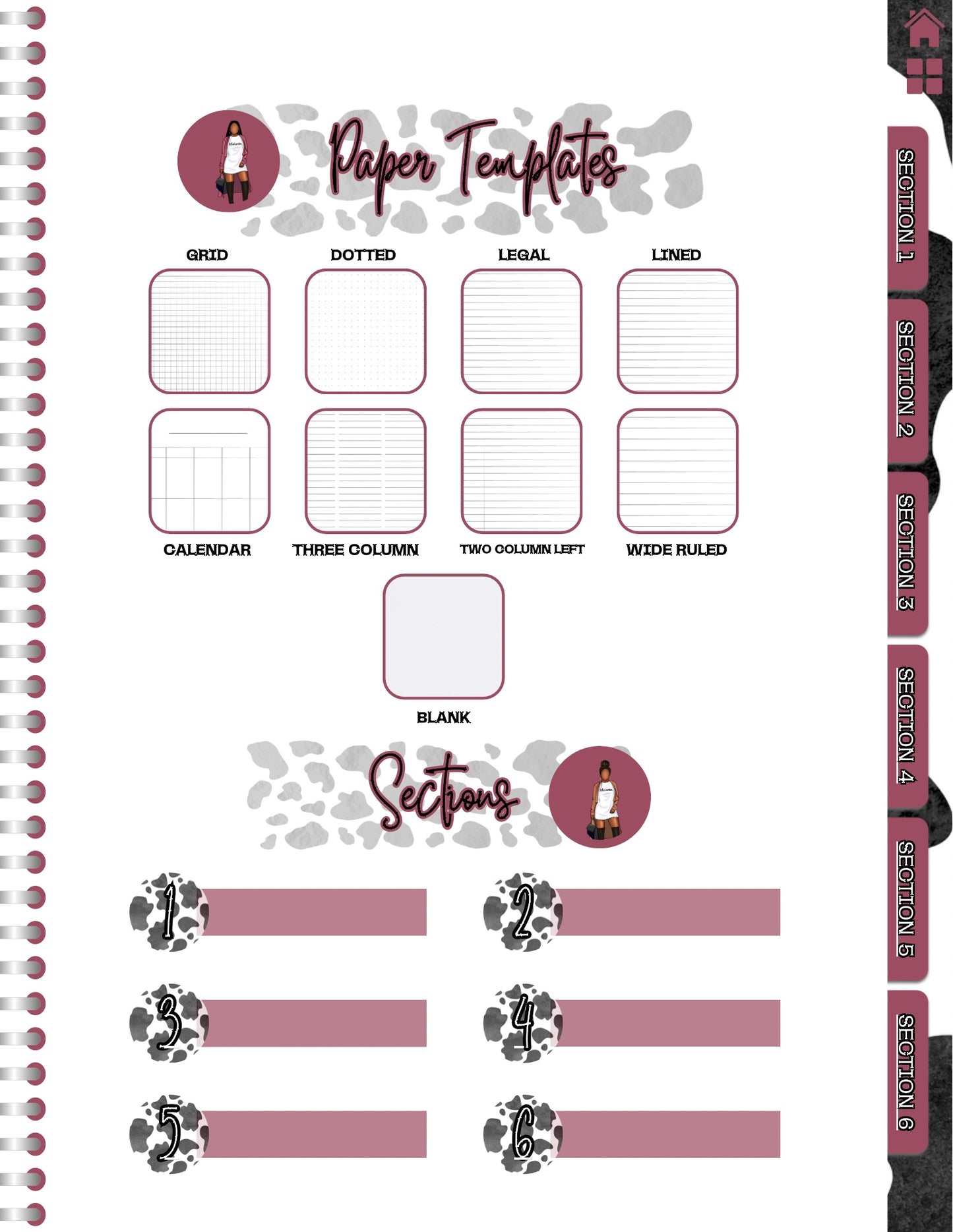 Melanin/Cow Print Digital Notebook
