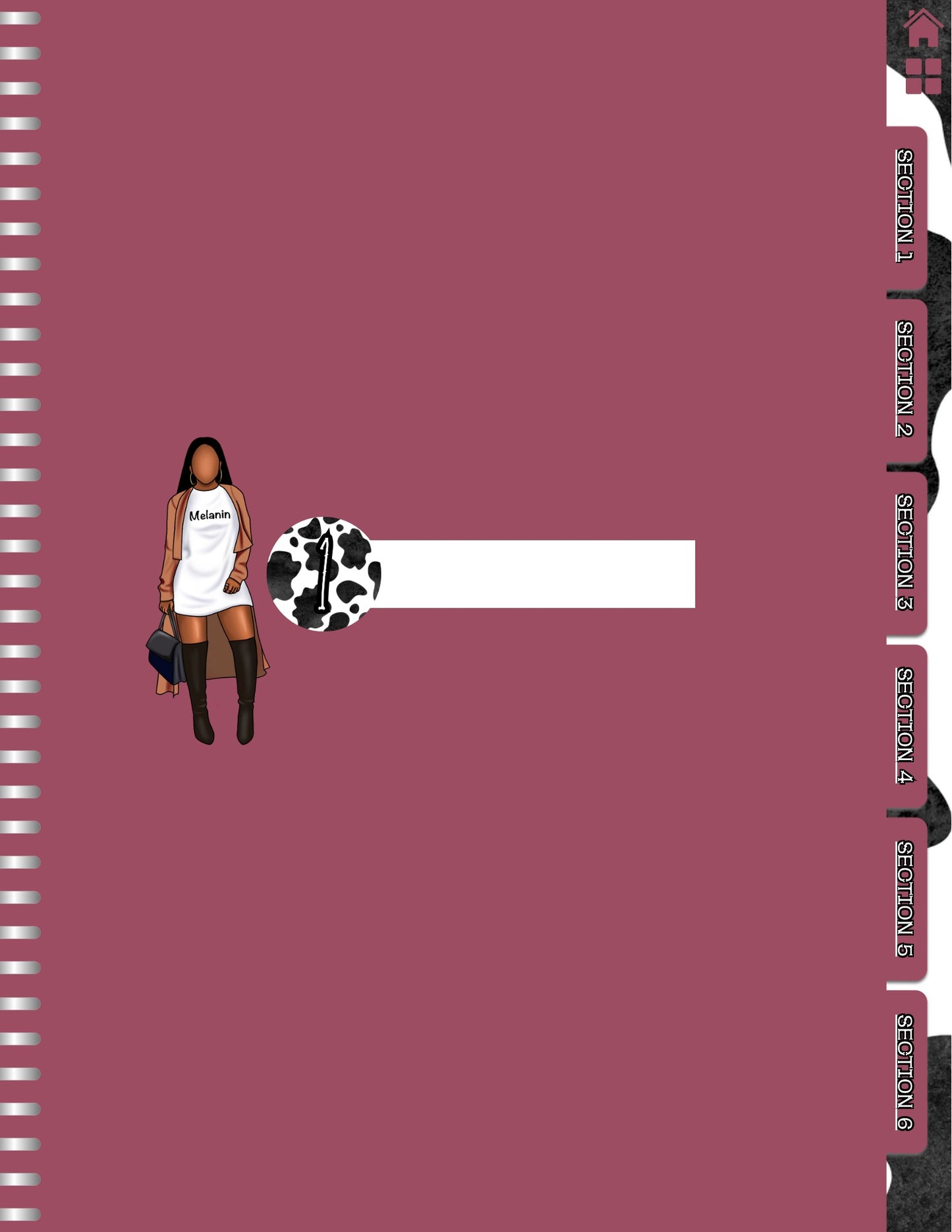 Melanin/Cow Print Digital Notebook