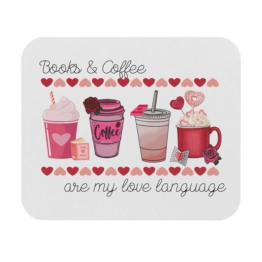 Books & Coffee are My Love Language Mouse Pad (Rectangle)