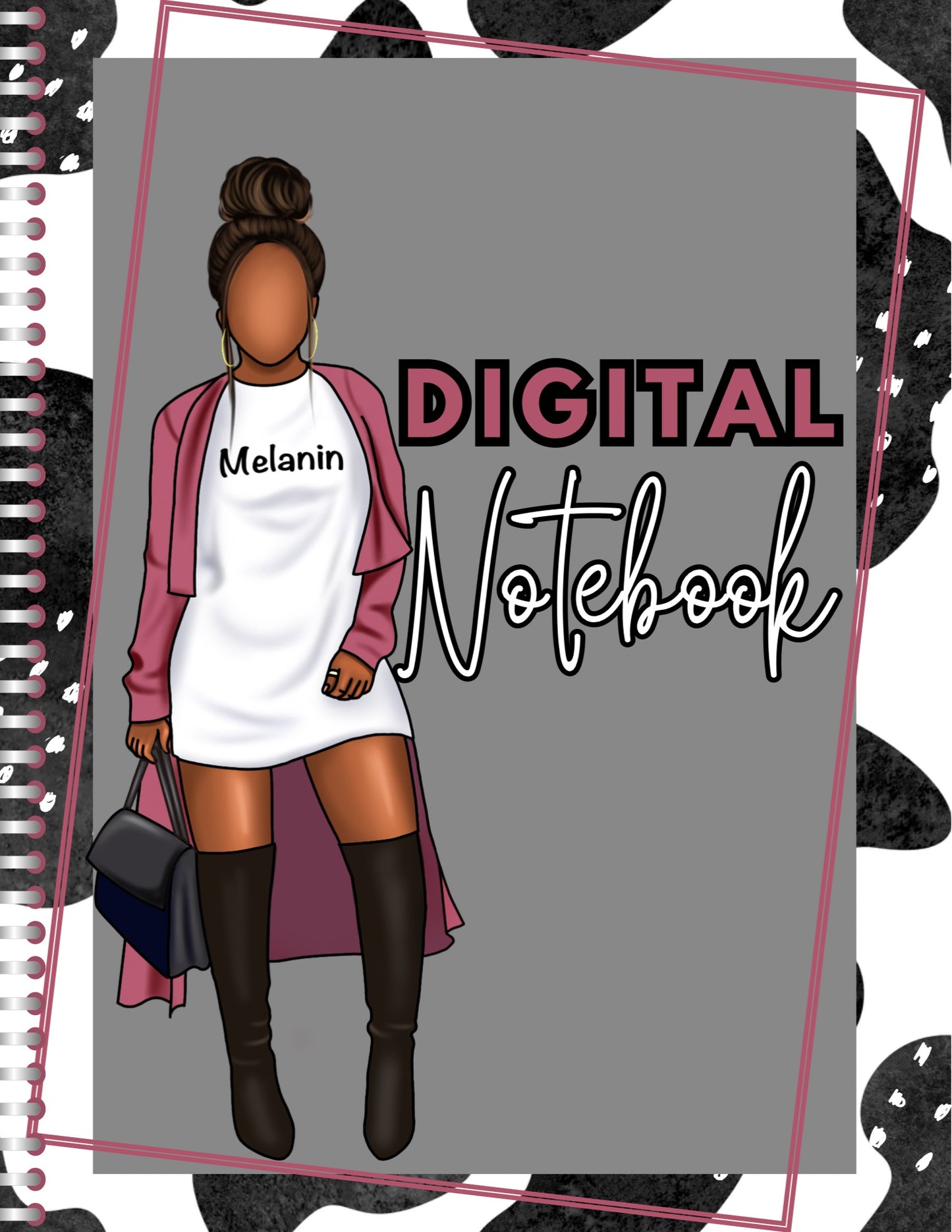 Melanin/Cow Print Digital Notebook