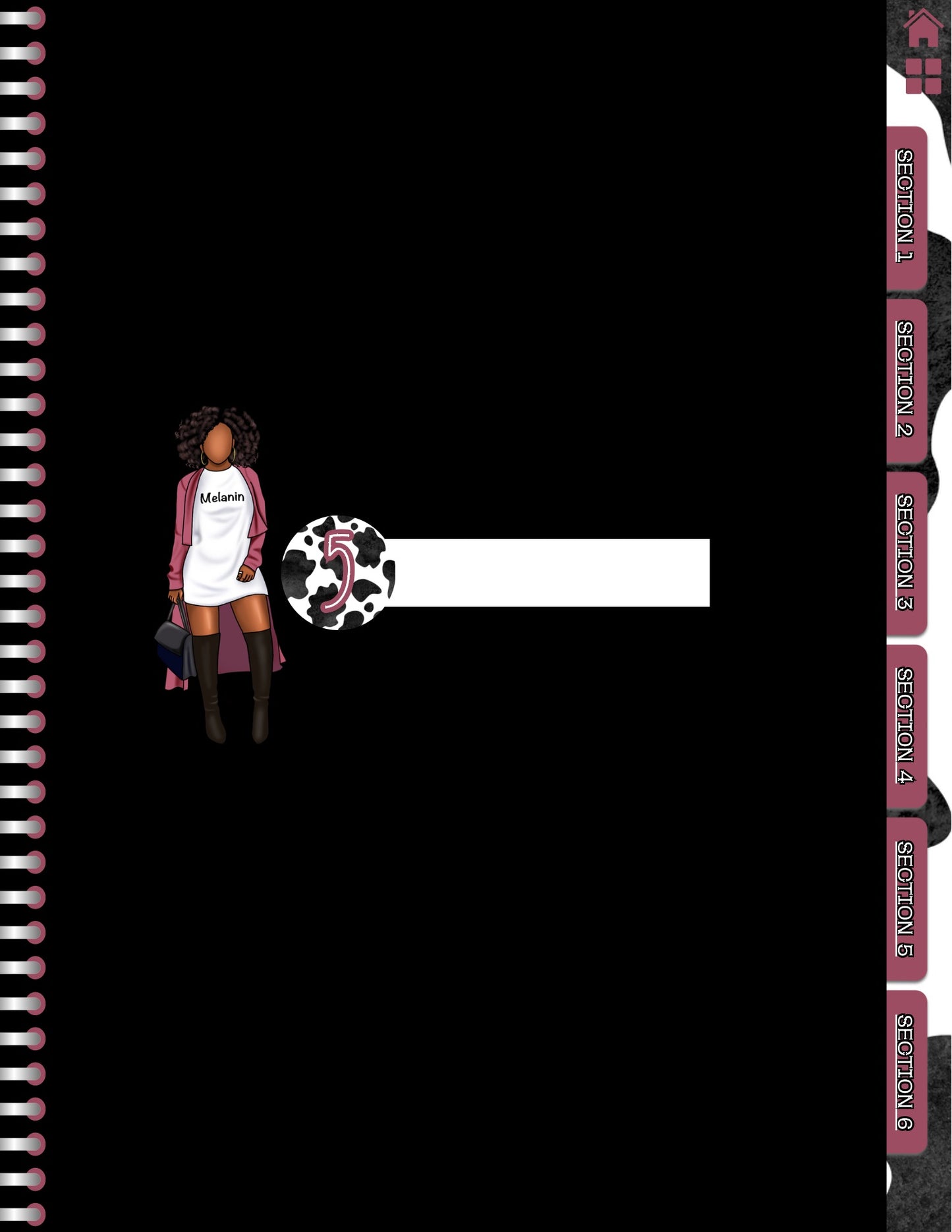 Melanin/Cow Print Digital Notebook