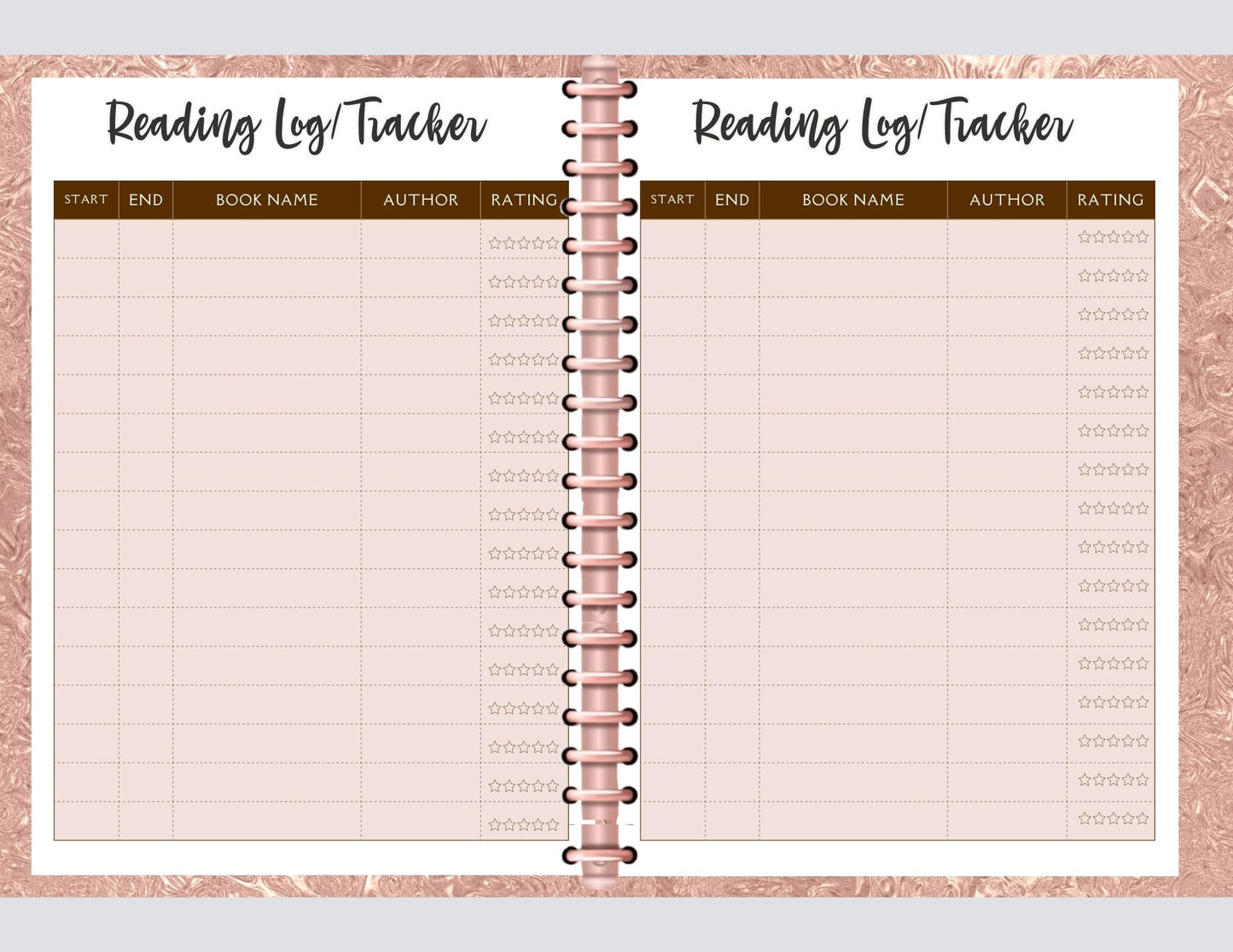 Reading Log Insert (Undated Digital Planner